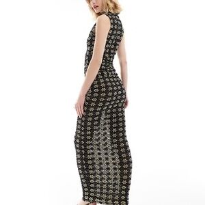 Lioness Black and Cream Floral Maxi Dress